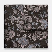 Brown & Pink Floral Silk Pocket Square